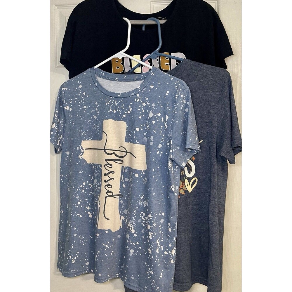 Set Of Three Women’s Religious Short Sleeve T-shirts Size Small & Medium